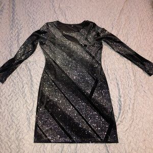 Black sparkly dress. Long Sleeve.